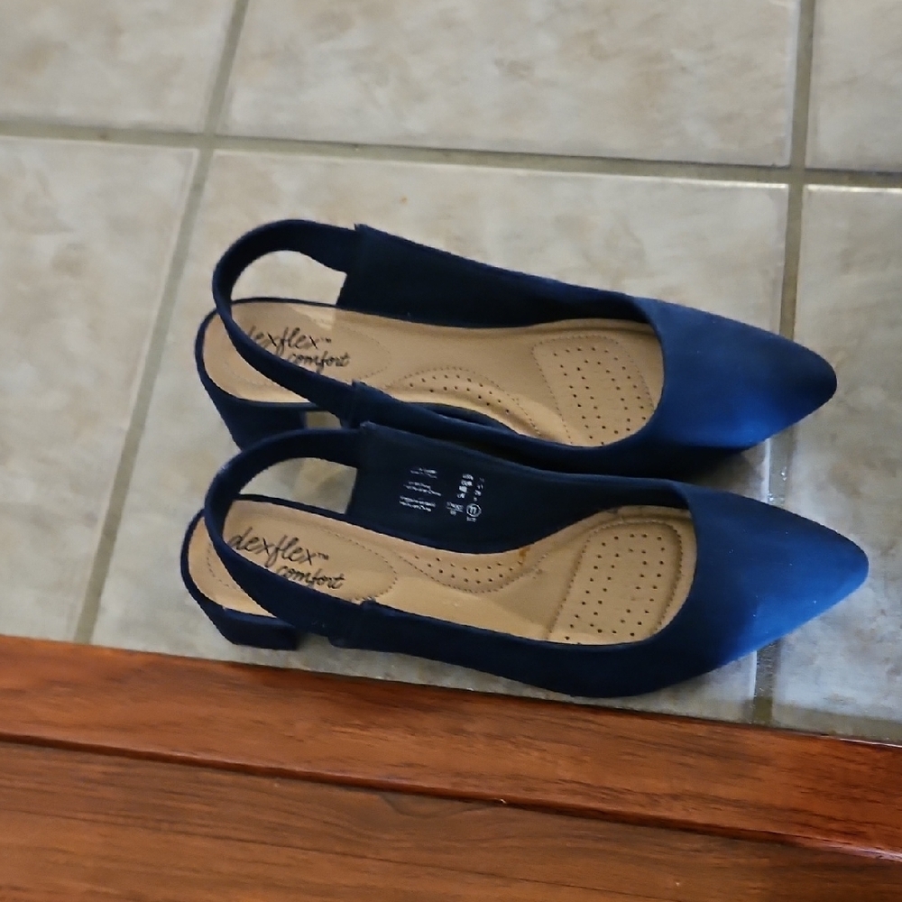 Dexflex Comfort Blue Flats with Elastic Slingback